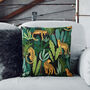 Leopard And Tropical Cushion In Premium Chenille Fabric, thumbnail 3 of 12