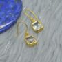 Green Amethyst Silver Drop Square Earrings, thumbnail 4 of 9