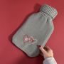 Personalised Double Heart Initial Hot Water Bottle, thumbnail 3 of 3