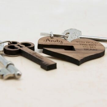 Personalised Key To My Heart Keyring Set Of Two, 2 of 3