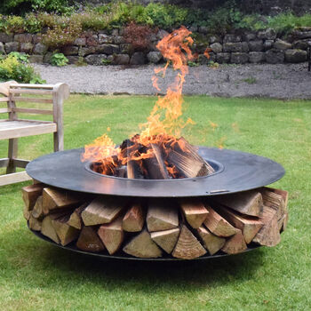 Fire Pit With Grill: Flat Ring Of Logs With BBQ Rack, 4 of 10