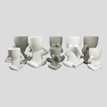 See Speak Hear People Concrete Figurine Plant Pots, 3 of 4