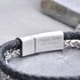 Men's Personalised Black Leather And Chain Bracelet, thumbnail 2 of 7