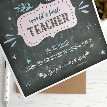 World's Best Teacher, Personalised Card, 4 of 5