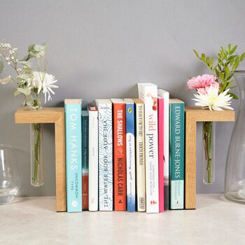 Solid Oak Bookend Stem Vase – Single Or Pair, 4 of 9