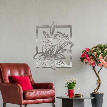 Elegant Metal Lily Wall Sculpture For Indoor Or Outdoor Walls, 5 of 11