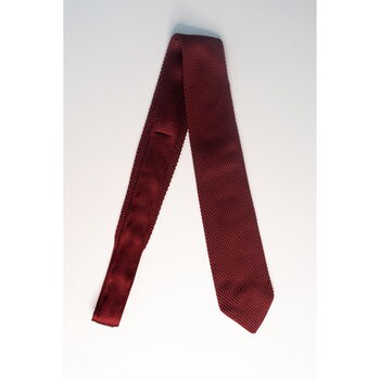Burgundy Red Knitted Wedding Tie Set Groomsmen Gift, 4 of 7