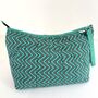 Pagoda Wash Bag In Turquoise Zig Zag Print, thumbnail 2 of 6