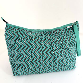 Pagoda Wash Bag In Turquoise Zig Zag Print, 2 of 6