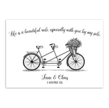 Personalised Tandem Bike Wedding Print, 2 of 2