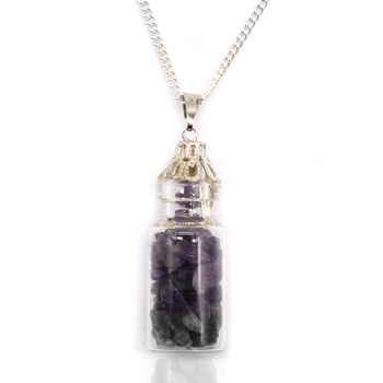 Amethyst Bottle Silver Plated Necklace, 2 of 7