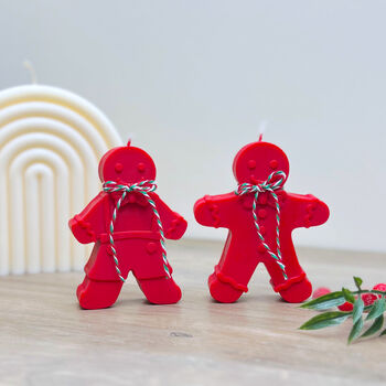 Red Gingerbread Candle Festive Christmas Decoration, 3 of 7