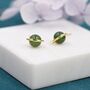Sterling Silver Genuine Jade Planet Stud Earrings, thumbnail 5 of 12