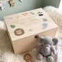 Personalised Jungle Animals New Baby Keepsake Box, thumbnail 1 of 11