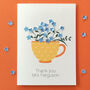 Teacher Thank You Tea Cup Forget Me Not Card, thumbnail 2 of 5