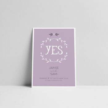 'Yes' Personalised Engagement Or Wedding Print, 4 of 6