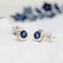 Handmade Sterling Silver Sapphire Stud Earrings, thumbnail 1 of 5