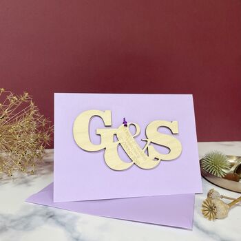 Personalised Entwined Wooden Letters 5th Anniversary Card, 9 of 9