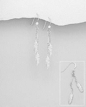 Feather Cascading Silver Earrings, 2 of 5