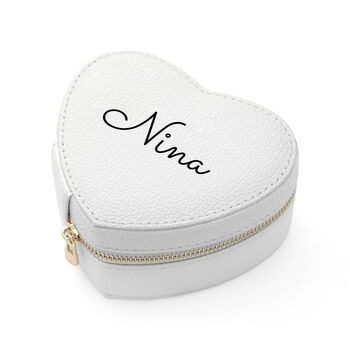 Personalised White Heart Jewellery Case, 6 of 6