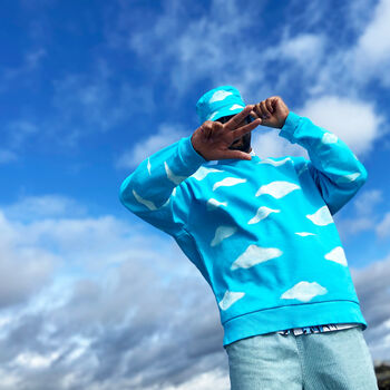 Hand Painted Blue Sky And Cloud Sweatshirt, 3 of 4