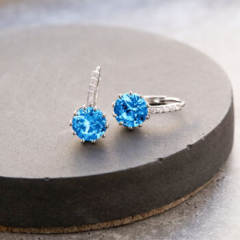 Light Blue Crystal Huggie Statement Earrings, 3 of 3