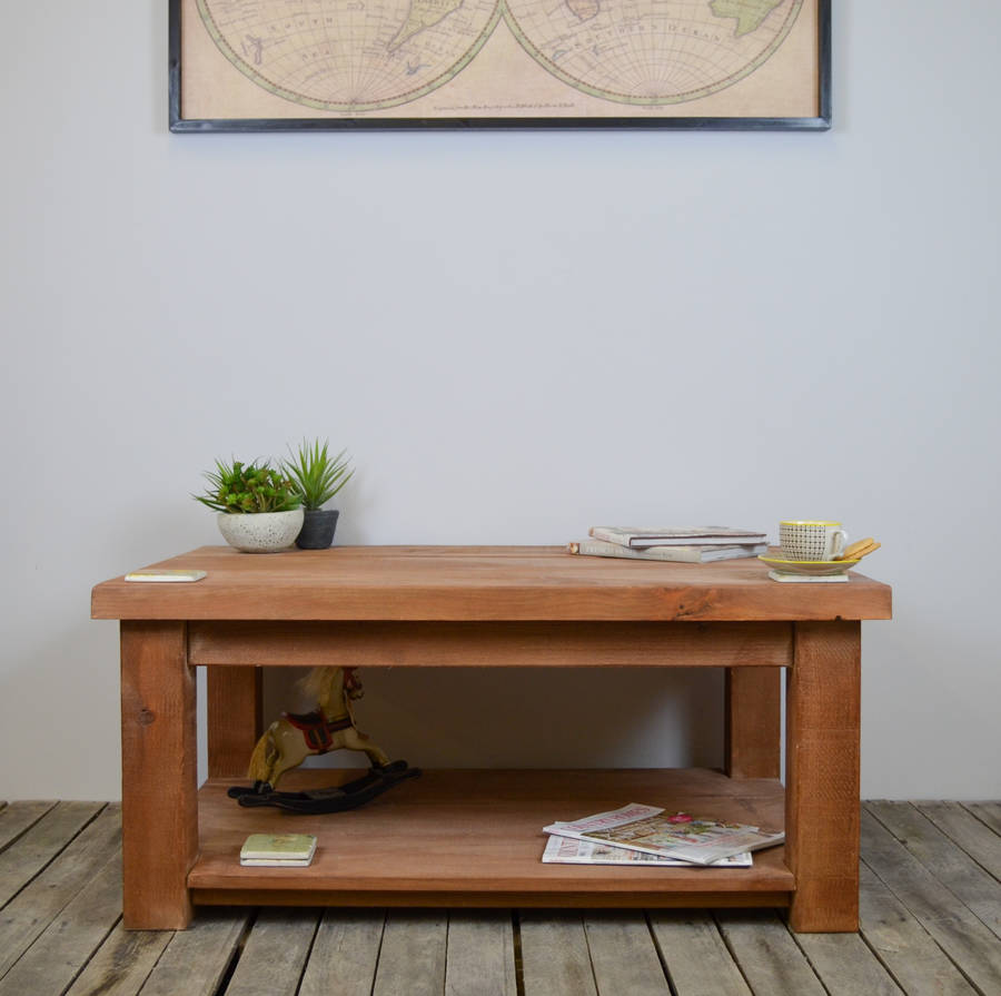 Chunky Wood Coffee Table With Shelf By The Orchard