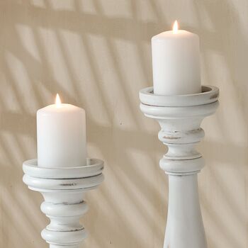 Tall White Wooden Candlestick Two Sizes, 3 of 8