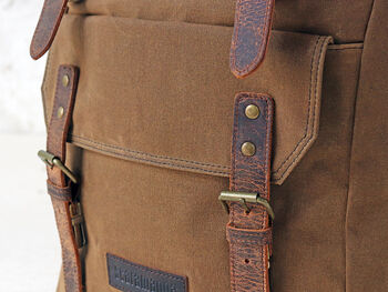 Vintage Style Leather And Canvas Backpack, 8 of 12