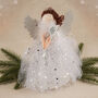 Silver Brunette Light Up Angel Tree Topper Decoration, thumbnail 3 of 12