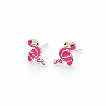 Sterling Silver Pink Flamingo Stud Earrings – 10mm X 7mm, 5 of 6