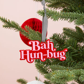 Trio Of Colourful Slogan Christmas Tree Decorations, 2 of 4