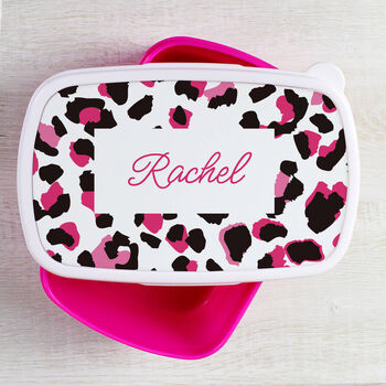 Personalised Pink Leopard Print Lunch Box, 2 of 2