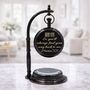 Engraved Vintage Black Desk Clock With Compass Base, thumbnail 3 of 12