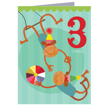 Mini Monkeys 3rd Birthday Card, 2 of 3