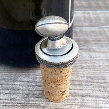 Pewter Rugby Ball Bottle Stopper, 2 of 5