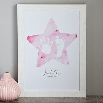 Personalised Star Child's Hand And Footprint Print, 2 of 3