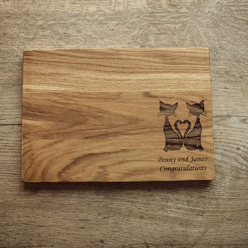 Cats Personalised Serving Chopping Oak Board, 2 of 3