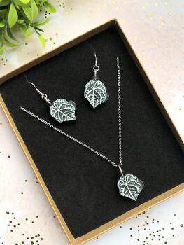 Plant Leaf Silver Plated Jewellery Letterbox Gift Set, 8 of 12