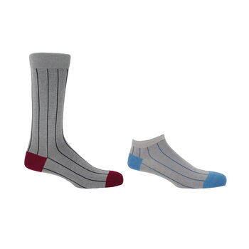 Pin Stripe Grey Luxury Crew And Trainer Men’s Socks, 2 of 5
