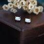 White Opal Oval Stud Earrings In Sterling Silver, thumbnail 1 of 12
