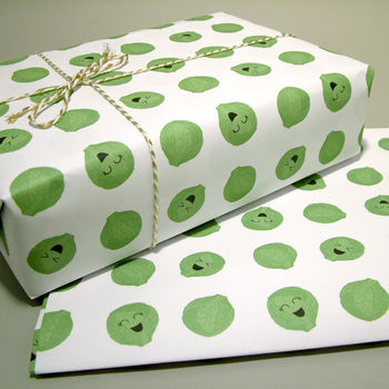 Brussels Sprouts Christmas Wrapping Paper Two Sheets, 2 of 2
