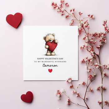 Personalised Bear Heart Valentine's Day Card For Husband, Boyfriend Or Fiance, 2 of 4