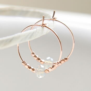 Rose Gold Hoops Elaborated With Grey Swarovski Crystals, 11 of 12