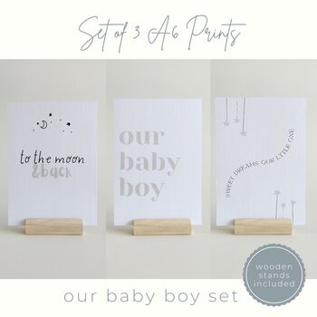 Mini Neutral Nursery Prints With Stands, 3 of 12