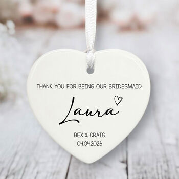 Personalised Bridesmaid Porcelain Heart Keepsake Gift, 2 of 2