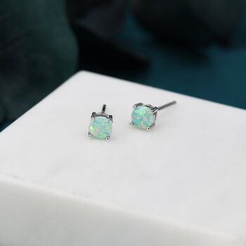 Mint Green Opal Stud Earrings, 8 of 12