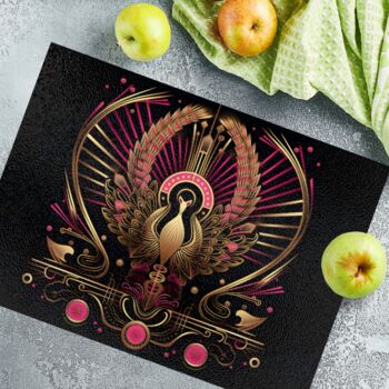 Art Deco Glass Chopping Board Celestial Aviary One, 5 of 8