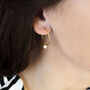 Simple Gold Plated Pearl Hoop Earrings, thumbnail 4 of 7