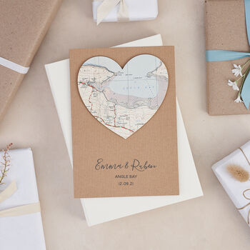 Personalised Map Heart Engagement Card, 3 of 7